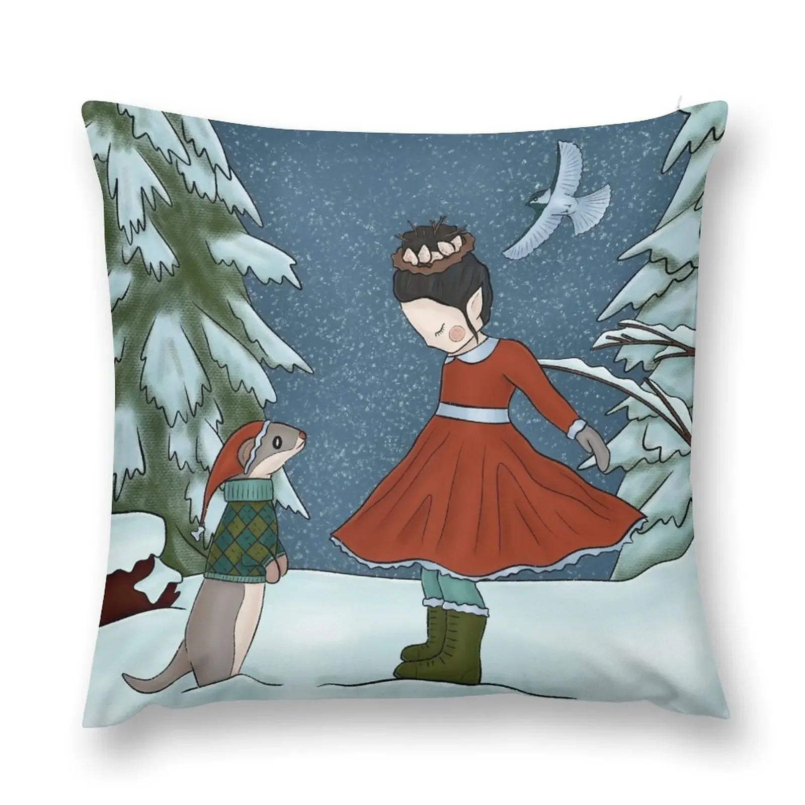 

Winter Wonderland Girl Throw Pillow Cushion Cover Luxury Cushion Cover Cushion Cover Set pillow