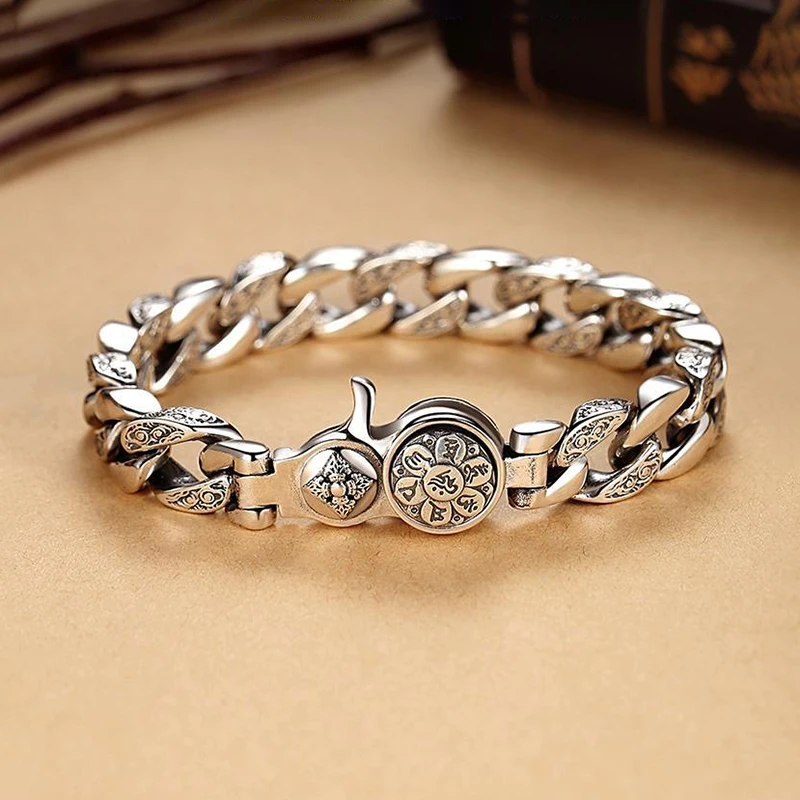 

Domineering Style 2021 Silver Bracelets Men Retro Auspicious Clouds Eternal Vine Punk Chain Party Friendship Gift Jewelry