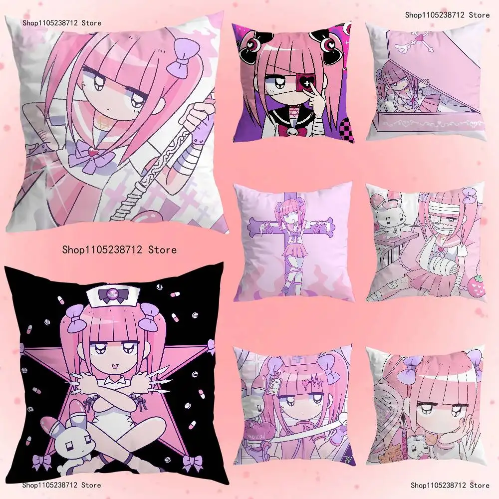 

Comic M-Menhera C-Chan Pillow Covers Cartoon Sofa Decorative Home Double-sided Printing Short Plush Cute Cushion Cover