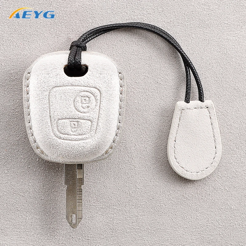 Leather Car Remote Key Case Cover Shell Fob For Peugeot 106 107 206 207 306 307 406 407 For Citroen C1 C4 Protector Accessories