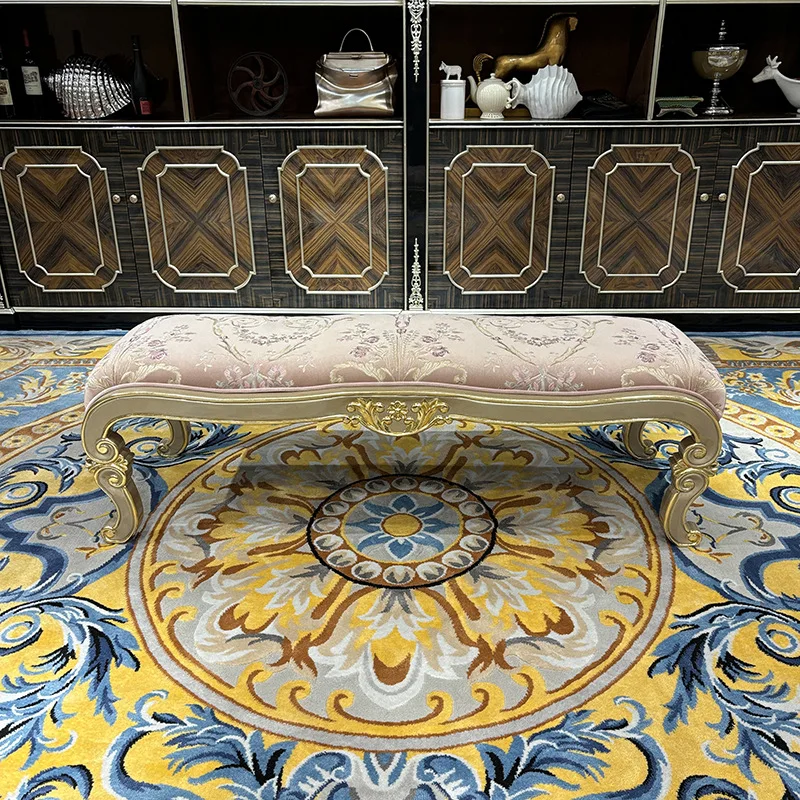 French end stool, European fabric beauty couch, new embroidery recliner, lazy chair, bedroom shoe changing stool