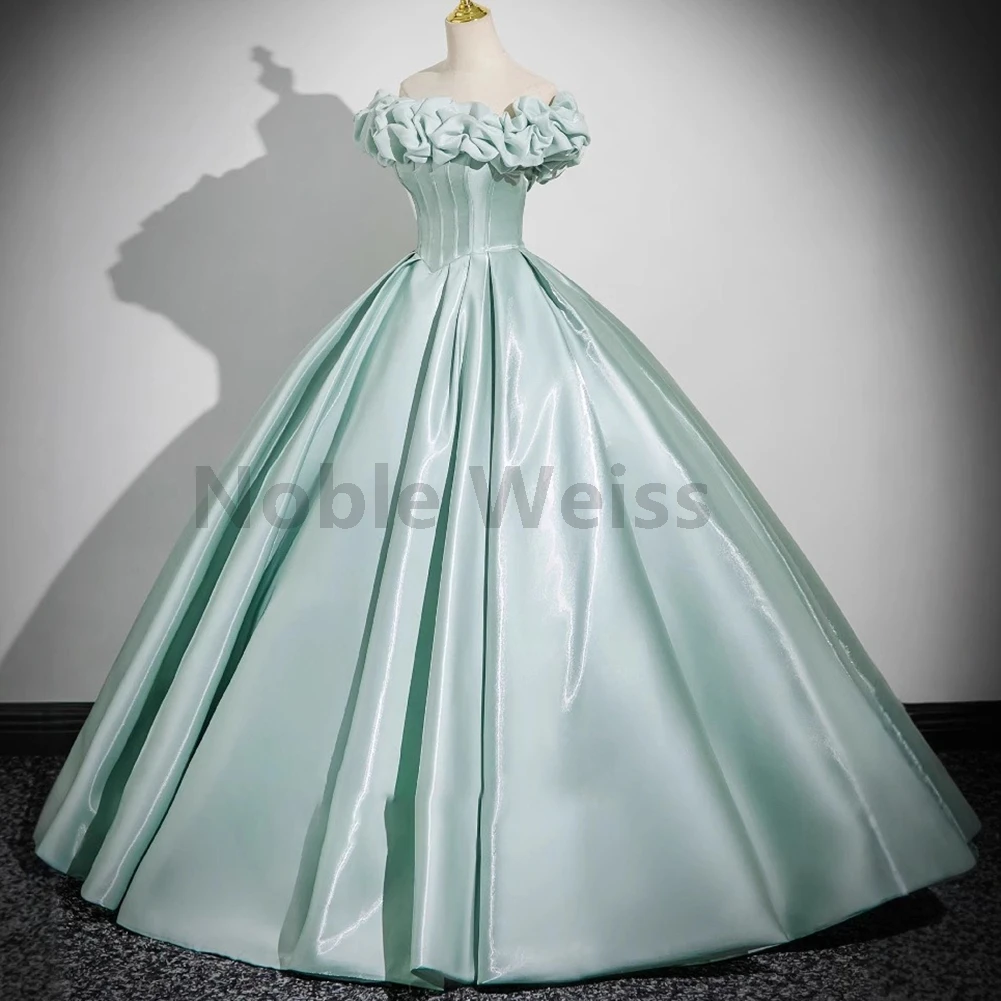 فساتين Quinceanera بدون أكتاف بطول الأرض من الأورجانزا على شكل حرف A فستان سهرة أنيق للنساء حسب الطلب