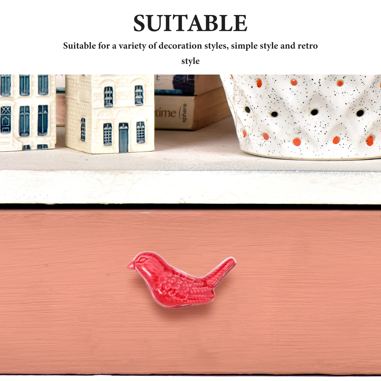 2 قطعة مقابض أدراج السيراميك شكل الطيور الأحمر خزانة مضمد مقابض سحب مقابض أثاث المطبخ خزانة خزانة خزانة #2