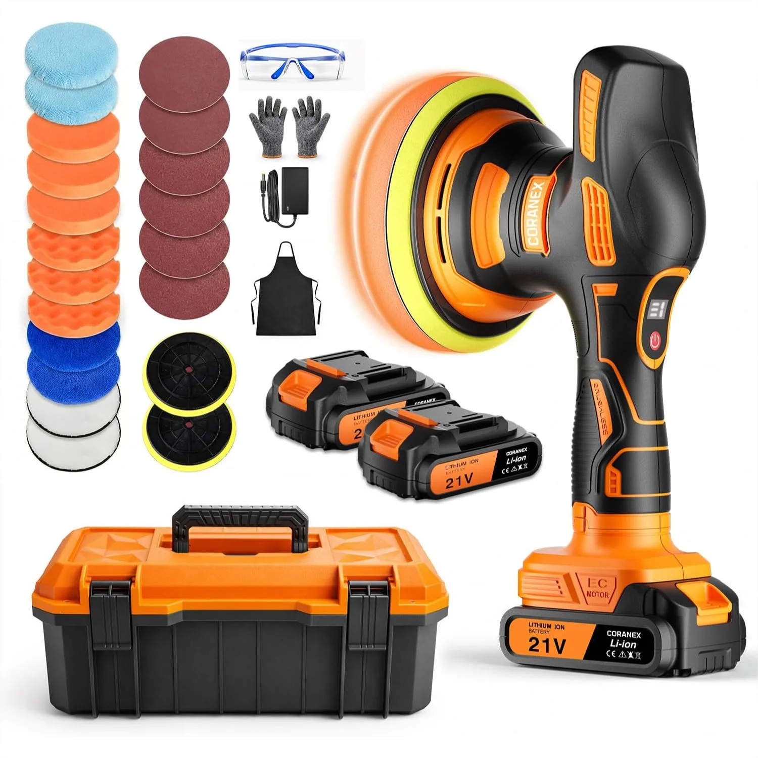 

Cordless Car Buffer Polisher Kit 8-Speed with 28 PCS for Waxing Polishing Scratch Removal for RV Boat