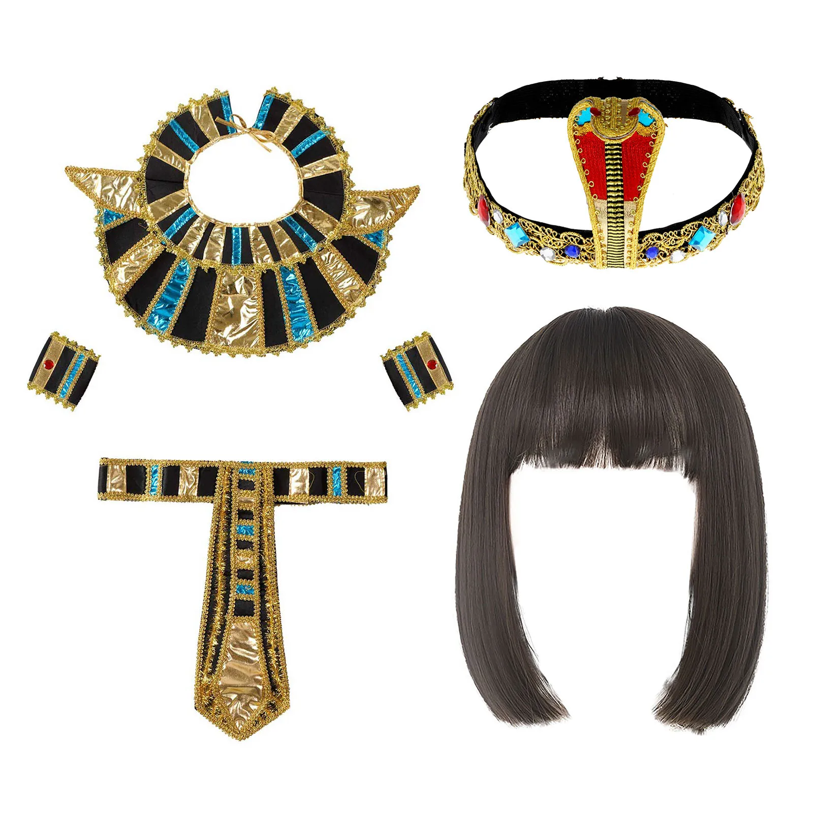 20 Stijl Mannen Vrouwen Oude Rome Farao Cosplay Kostuum Kraag Arm Mouwen Set Halloween Egyptische Cleopatra Rolspel Accessoires