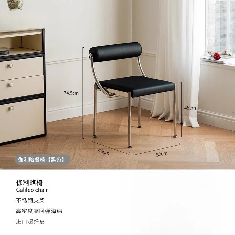 كرسي طعام مصمم، كرسي على الطراز القديم، كرسي دراسة من الفولاذ المقاوم للصدأ، كرسي طعام لغرفة النموذج #6