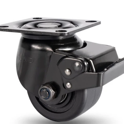 Caster 2.5 inch directional 3 inch universal wheel with brake screw brake black nylon low center of gravity equipment caster