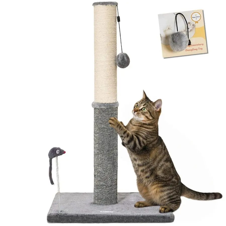

Когтеточка для кошек N Pets, высотой 29,5 дюймов, для домашних кошек, сизалевая когтеточка и ковровая когтеточка в одном, устойчивая.