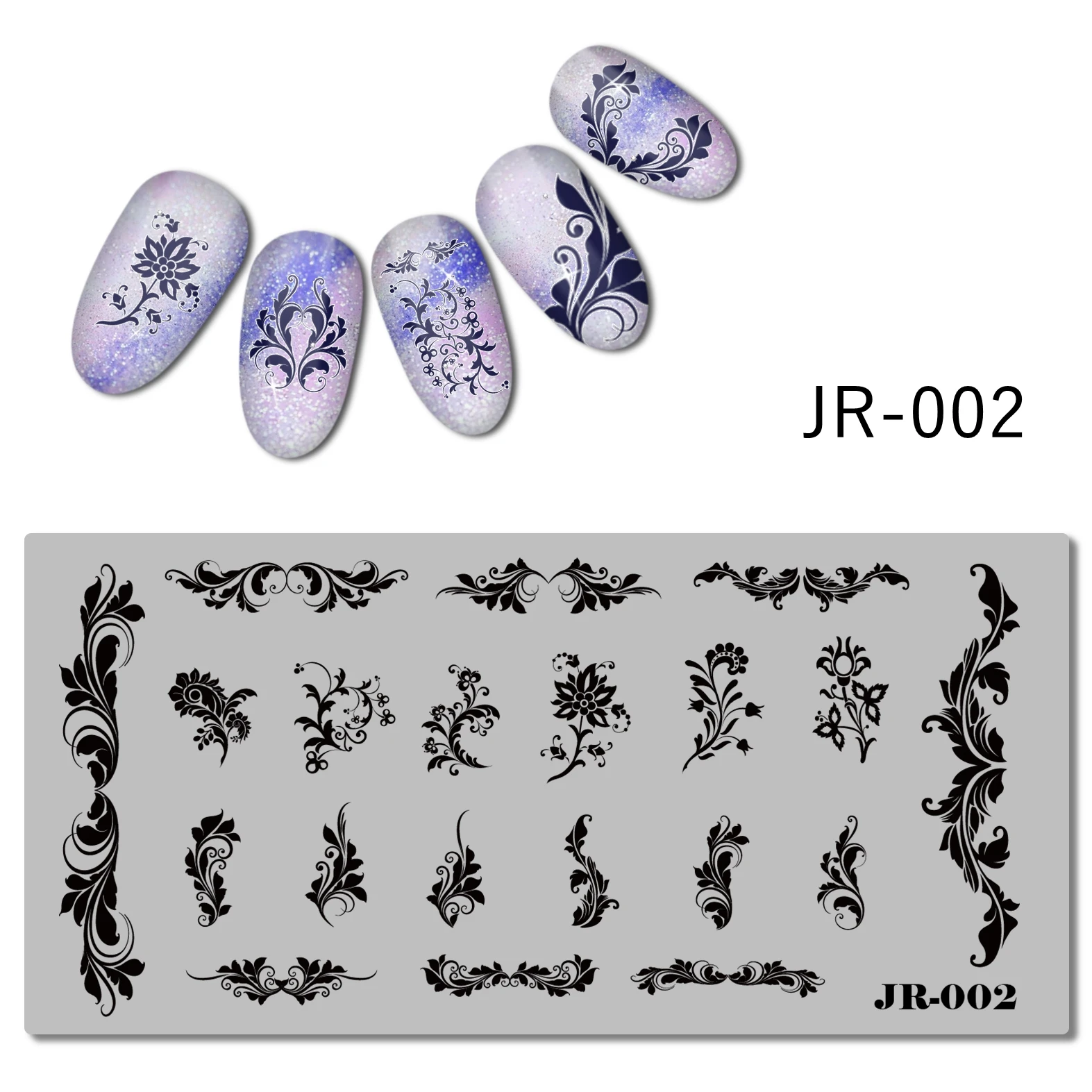 Stainless Steel Nail Stamping Plate Template Florid Corner Sun Ray Swirl Floral Butterfly Love Wedding Nail Tool JR001-050