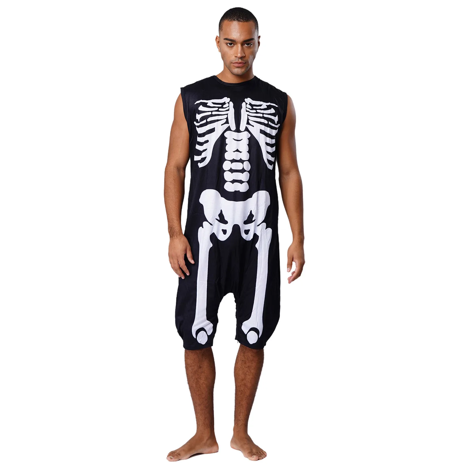 

Men's Casual Stylish Print Rompers Sleeveless Pockets Bodysuit Jumpsuit Loose Loungewear Home Wear Sleepwear for Leisure Time