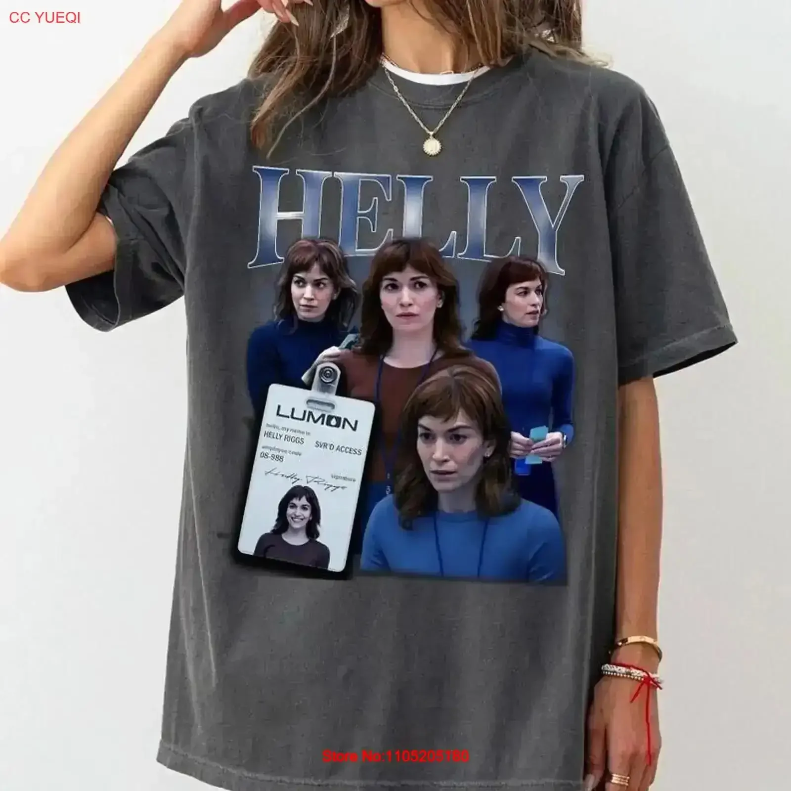 Severance Helly R T Shirt Lumon Industries Macrodata Refinement Tv Show vintage Washed streetwear Versatile Stretched fashion