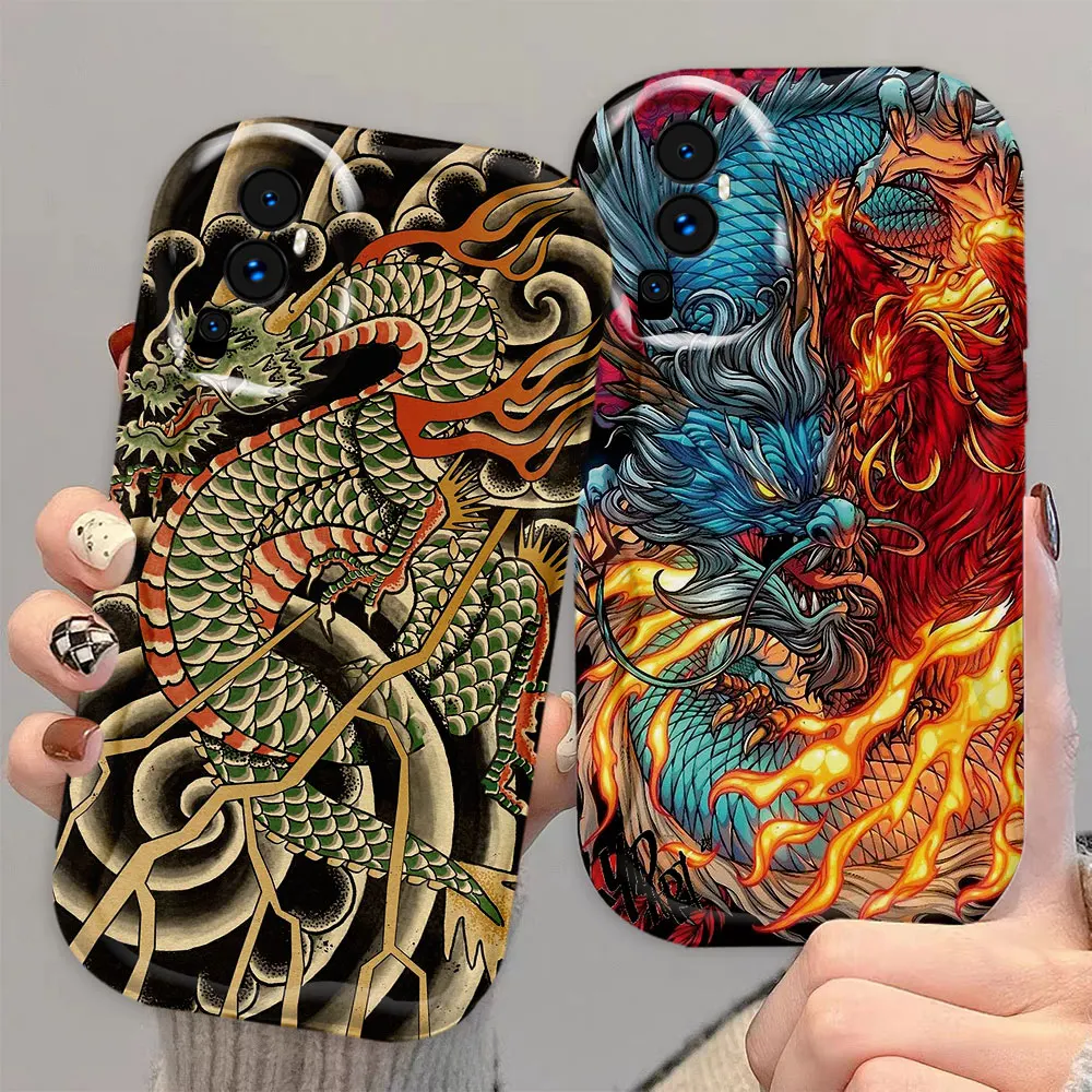 Japanese Style Art Dragon  Phone Case Cover For OPPO FindX3lite RENO 12 12F 11 11F 8 8T 7 7Z 6 5 5F 4 LITE PRO 5G