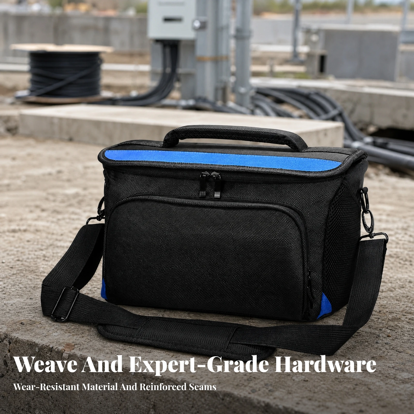 Portable Fiberoptical Tool Bag Spacious Fiber Splicing Equipment Bag with Front Pocket Fusion Splicing Machine Carrying Case