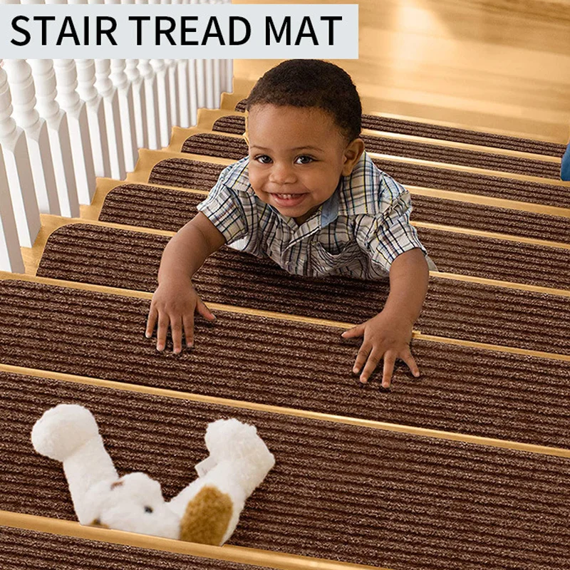 Non-slip Stair Tread Carpet Mats self-adhesive Floor Mat Door Mat Step Staircase Household Pad Stairs Protection Pads Home Decor