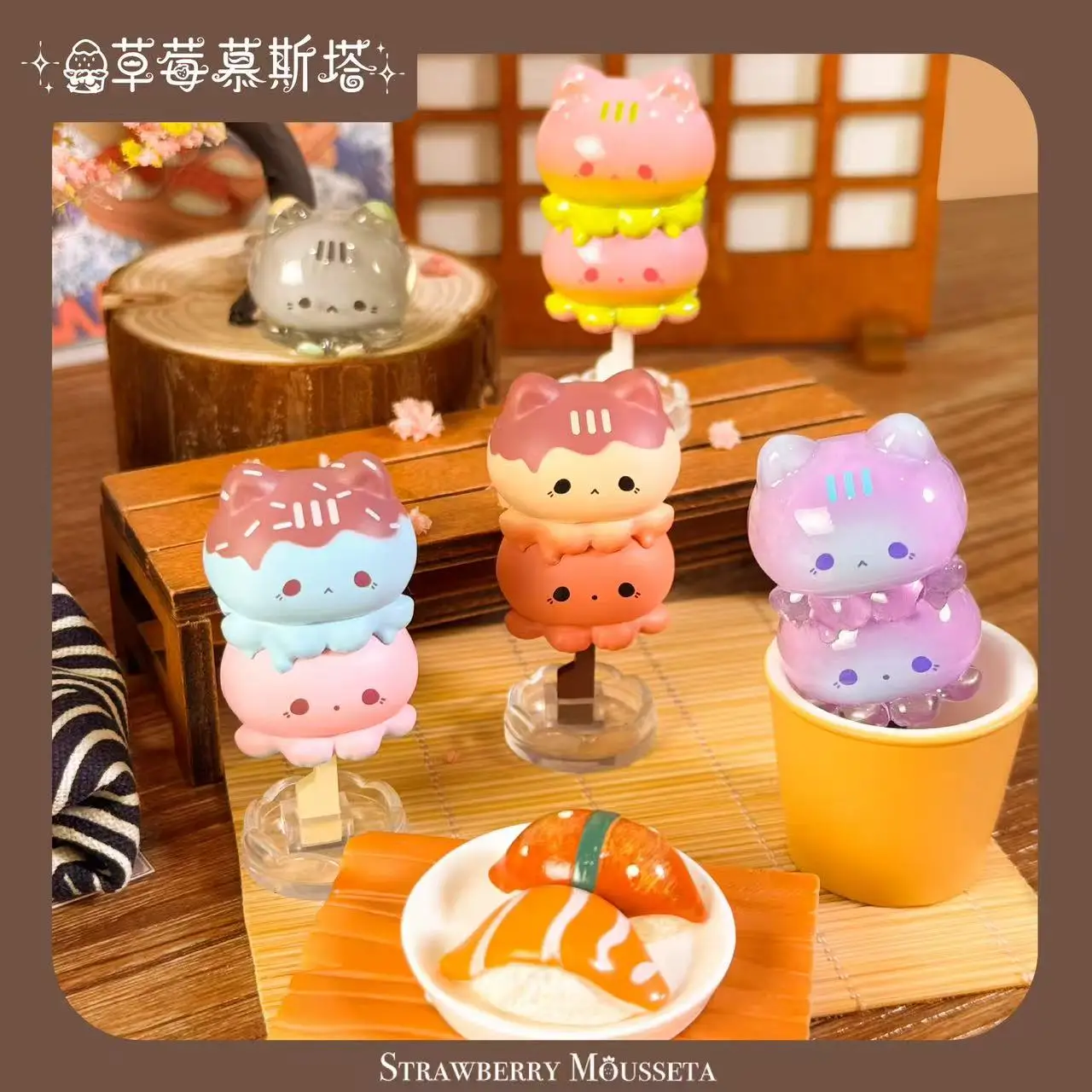 

Official Octopus Meow Meow Kanto Cooking Series Blind Box Strawberry Mousseta Cartoon Mystery Box Decor Diy Toys Surprise Gift