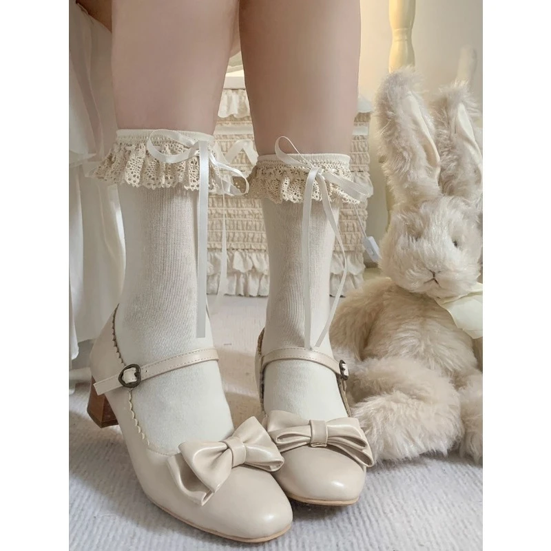

Lolita Socks Women's Spring Bow Summer Short Socks Lolita Lace Lace Cotton Socks Sweet