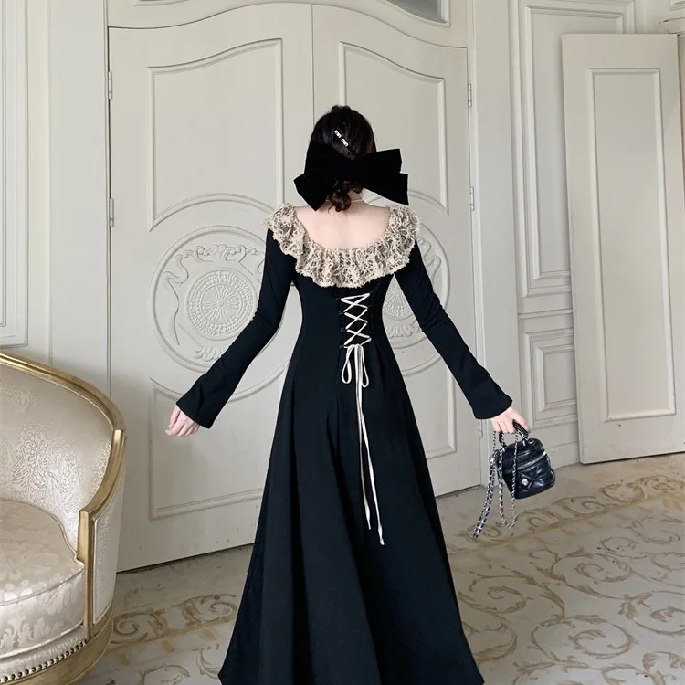 ヘベ・スレ・ロング・スヴェ・ニット・ドレース・スプライシング・スリムデザイン・秋冬新作・通勤に最適・Hペ・ドレ