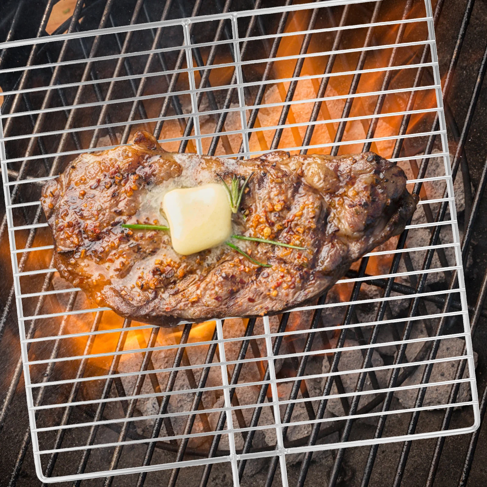 

1pcs Steel Wire Fish Grilling Rack Thickened Mesh For Bbq Camping Outdoor Vegetables Meat Grill Rack For Barbecue Grill