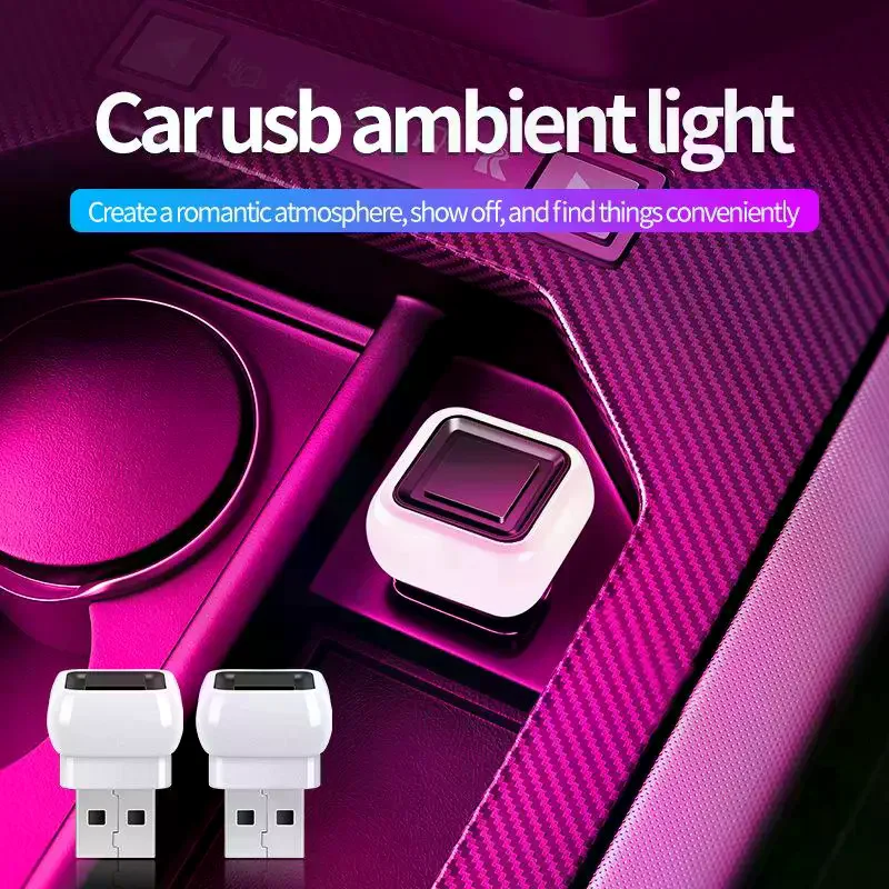2Pcs Decorative Atmosphere Lamps Portable 5V Car Mini USB LED Ambient Light Plug & Play For Home Office Computer