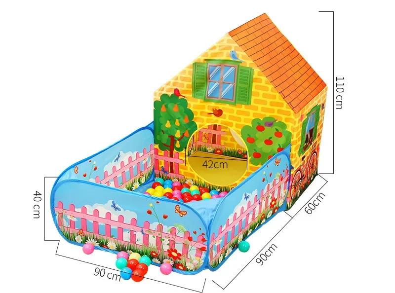 Portable Play Kids Tent with LED light Children Indoor Outdoor Ocean Ball pool game tent Castle Room House toy