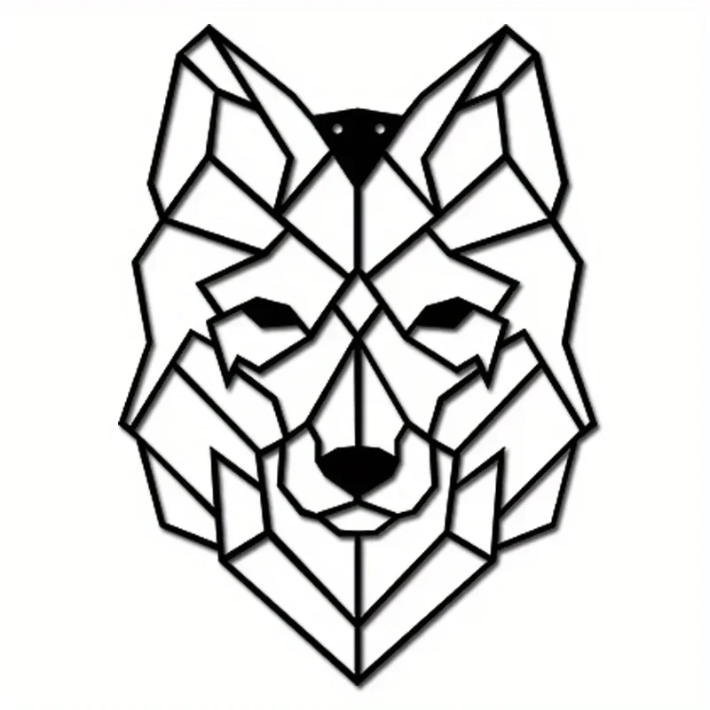 Metal Living Room Office Geometric Wolf Head Wall Art Ornament Iron Craft Gift Iron Art Silhouette Wall decoration