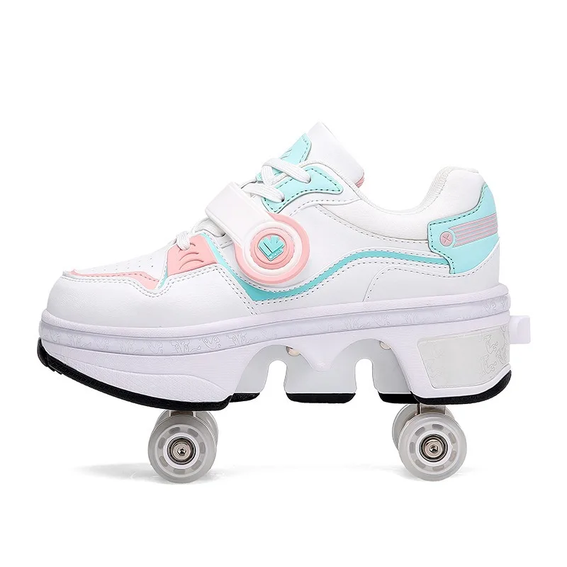 Runaway shoes Deformed shoes Four-wheel roller skates Double row