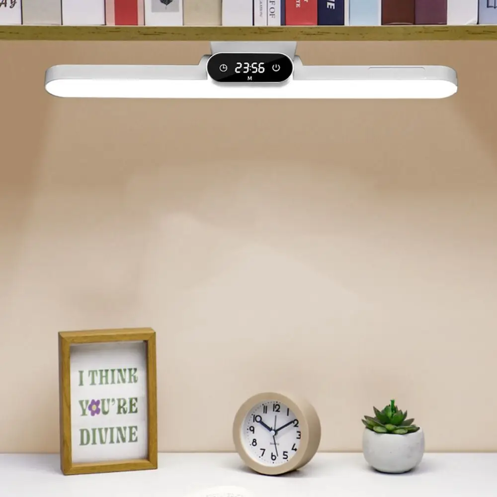 

Time Display Reading Table Lamp USB Rechargeable Stepless Dimming Night Light Remote Control Magnetic Base LED Desk Lamp