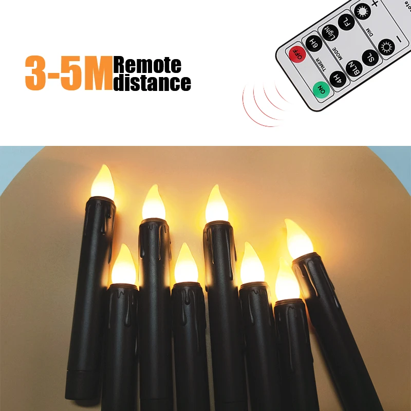 LED Electronic Candles with Flickering Flame,Led Light With Timer Remote,For Home Decor,Christmas,Holiday,Black Led Candle Lamp