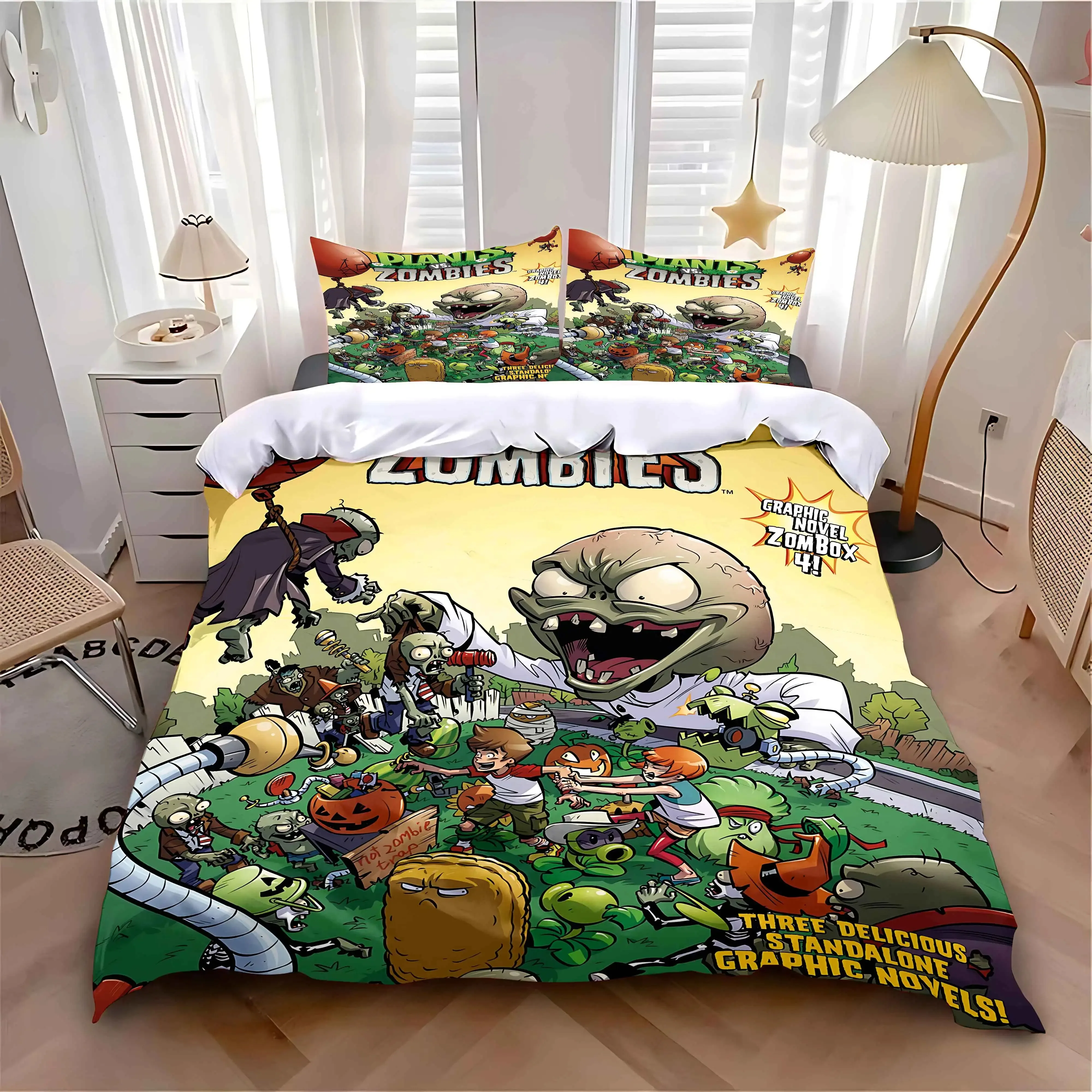 Duvet Cover Pillowcase Bedding Set Adult Boy Girl Bedroom Decoration Children Gift Single Double Large Size P-Plants-vs-Zombie