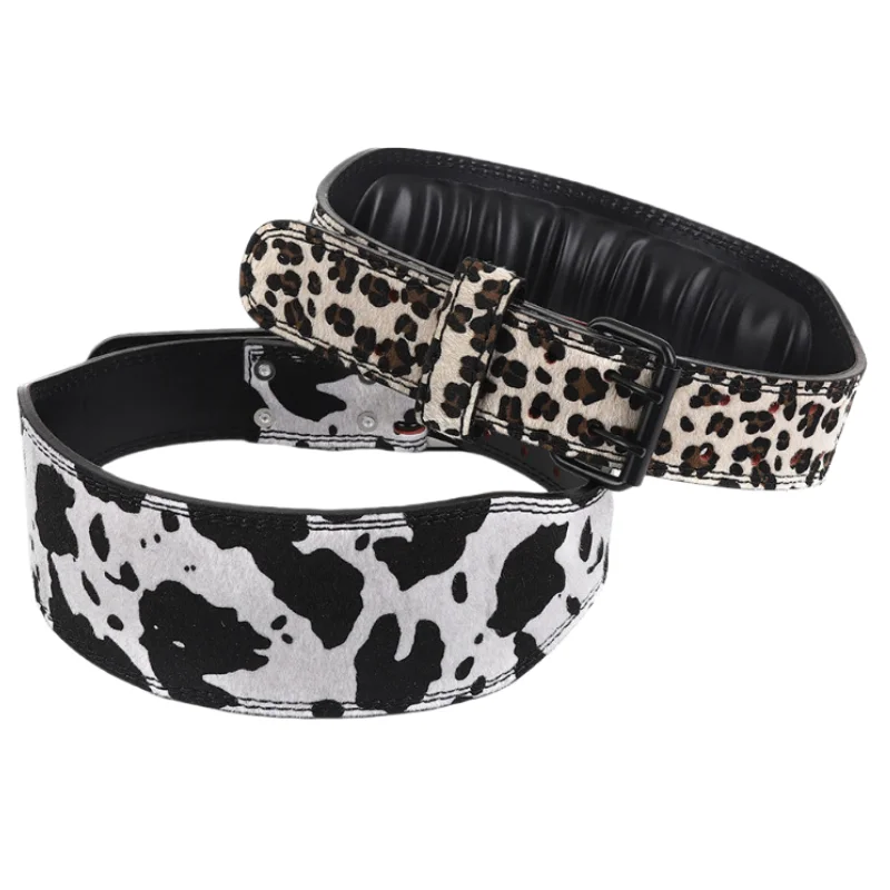 1Pc Leopard Print Weightlifting Belt with Waist Pad PU Powerlifting Belt for Men & Women Gym Fitness Belt fot Squat Bodybuilding