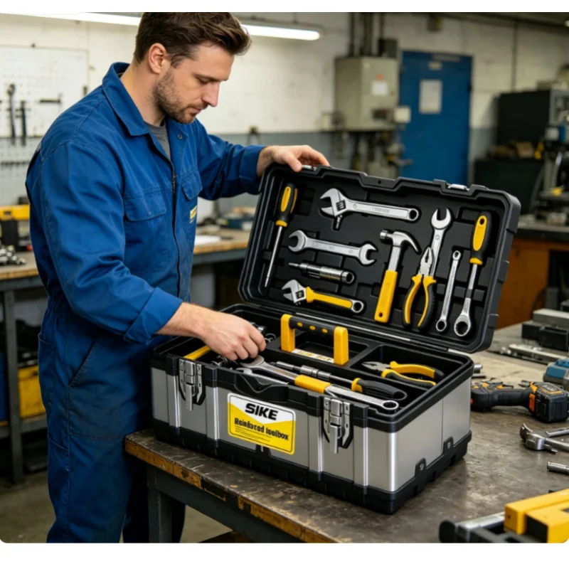 

Double Layer Stainless Steel Tool Box Thickened Anti-drop Multifunctional Portable Hardware Storage Case For Household Tools