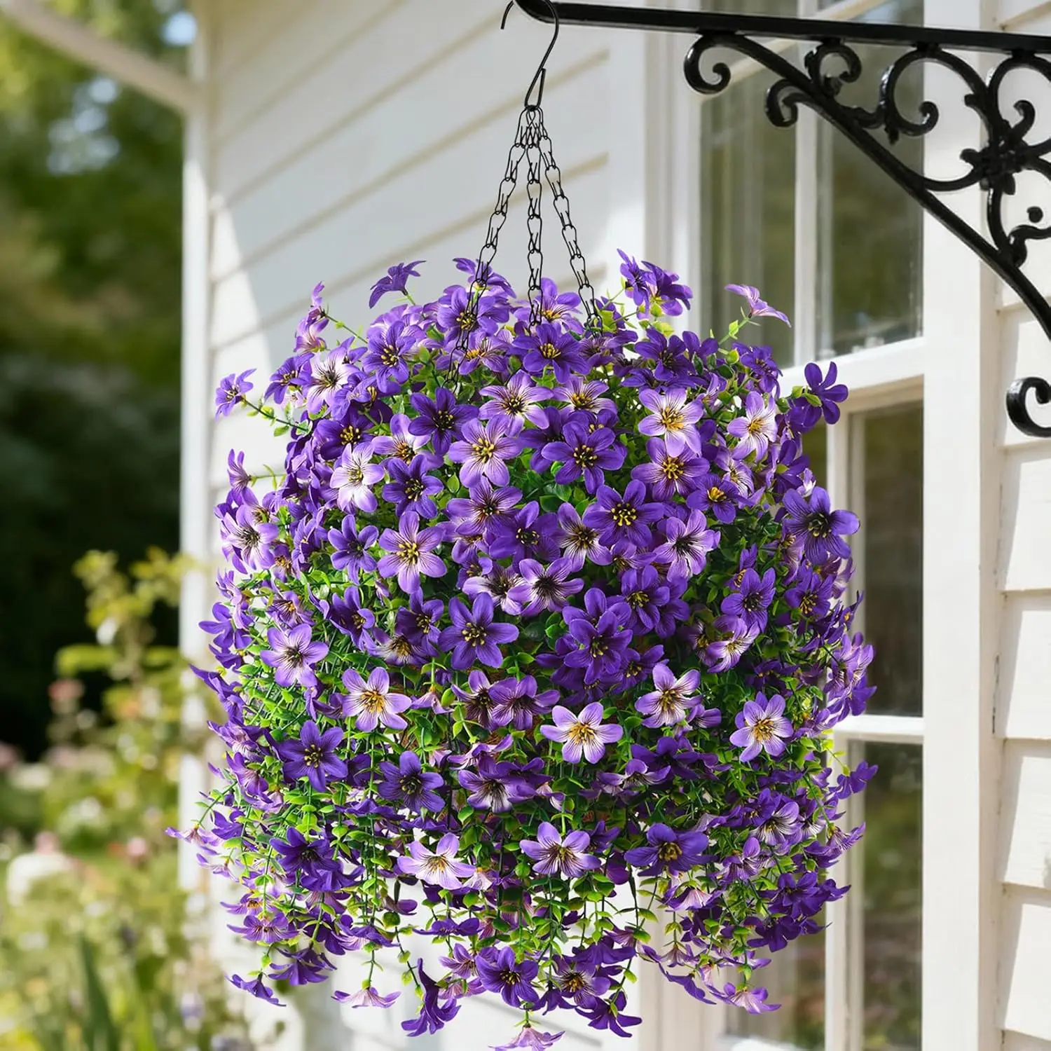 

Реалистичные искусственные подвесные корзины для улицы, 4 комплекта искусственных цветов для декора веранды, патио, балкона