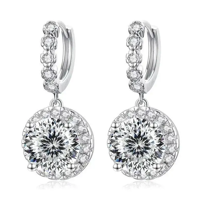 JoiasHome Super funkelnde mehrfarbige Moissanit-Tropfen-Creolen aus S925-Silber für Damen, edler Schmuck, Geschenk für Dating-Partys – Detail 3