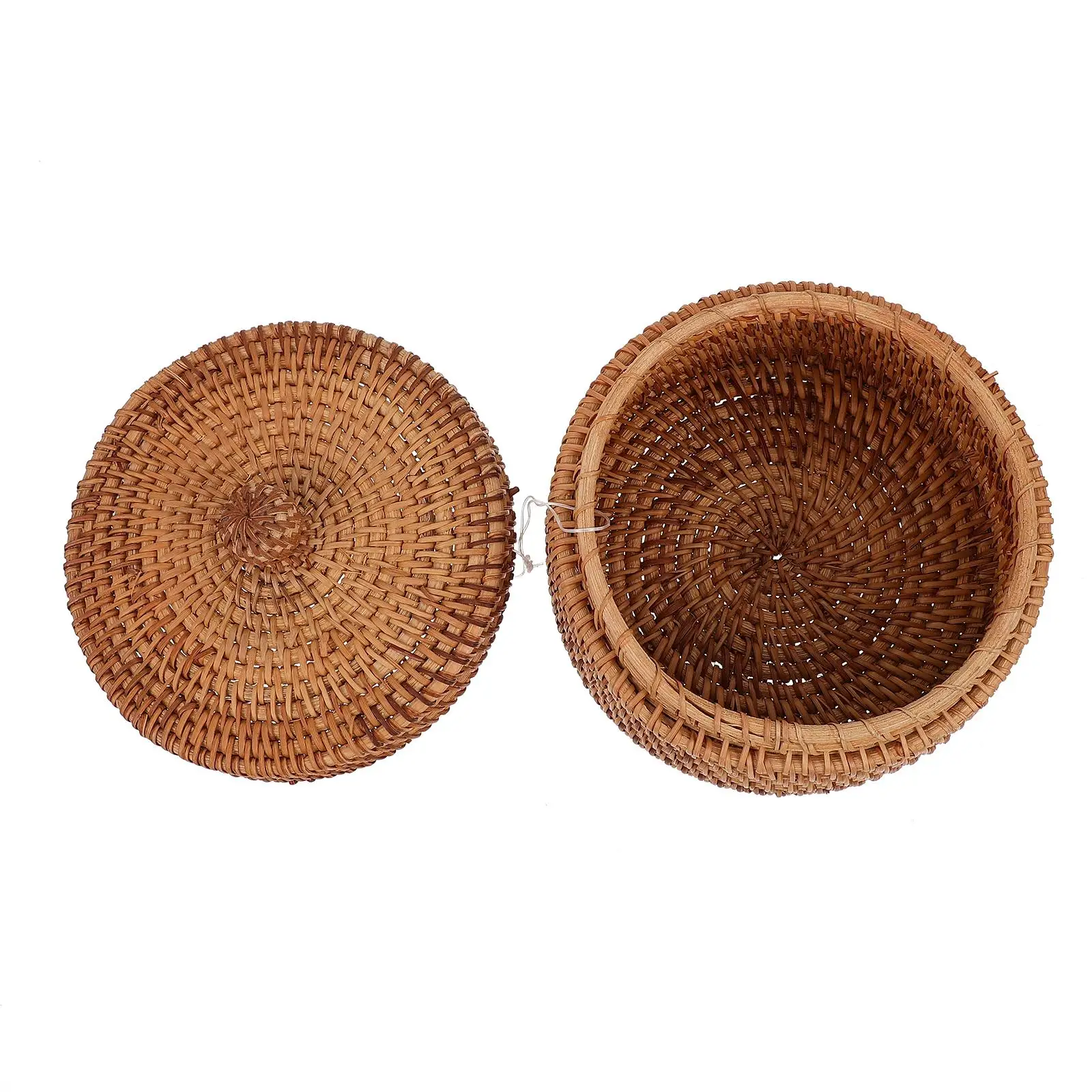 

Woven Basket Rattan Storage Box Food Containers with Lids Organizer Sundries Hamper