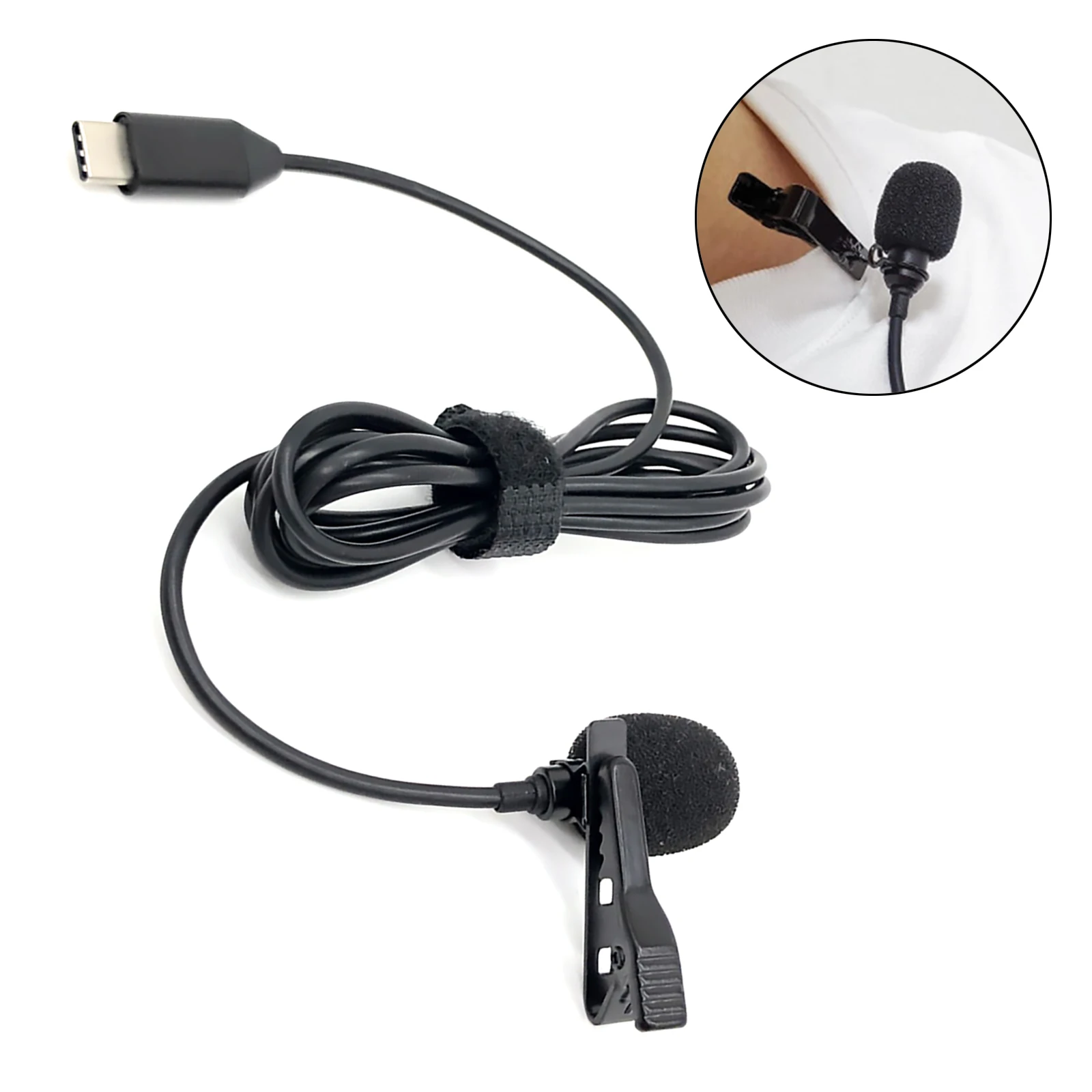 Type C Clip-on Lavalier Microphone Omni-directional Mic 60dB 1.5m Length Cable For DJI Action 2 3 4 For DJI Pocket 3 Accessories