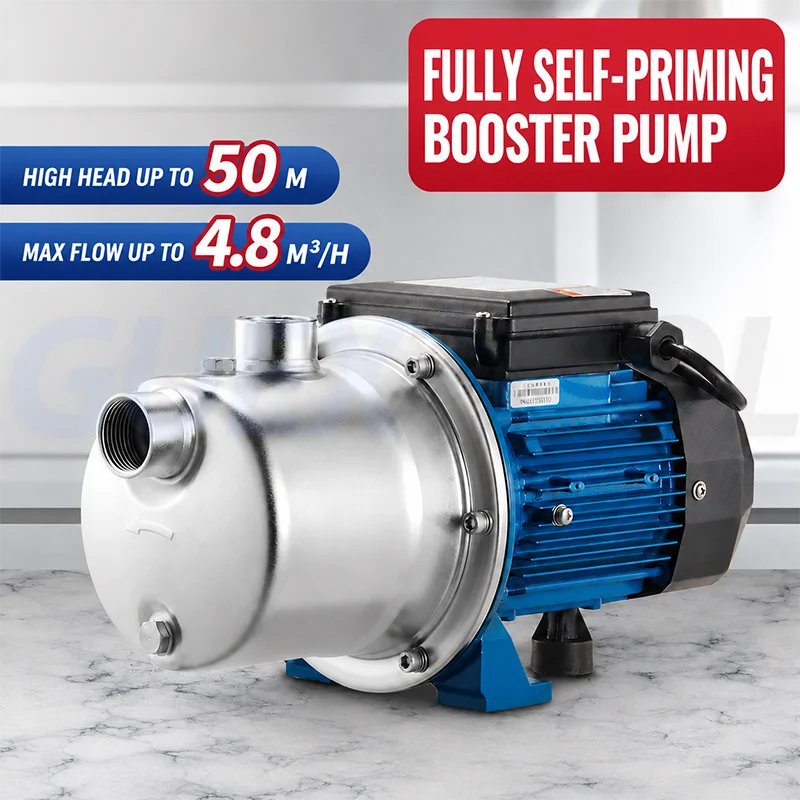 220V 0.37kW Stainless Steel Self-Priming Booster Pump Single Phase Jet Water Pump for Household Water Pressure Boosting