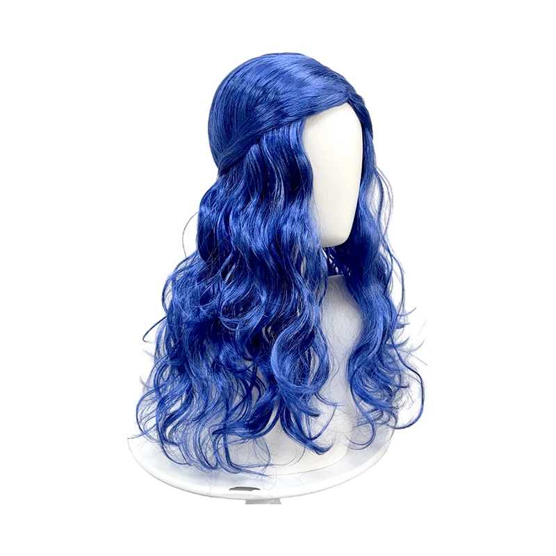 Bright Blue Half Up Long Wavy Wig Synthetic Hair Middle Part Anime Cosplay Halloween Costume Party Full Wigs for Women Girls image 5