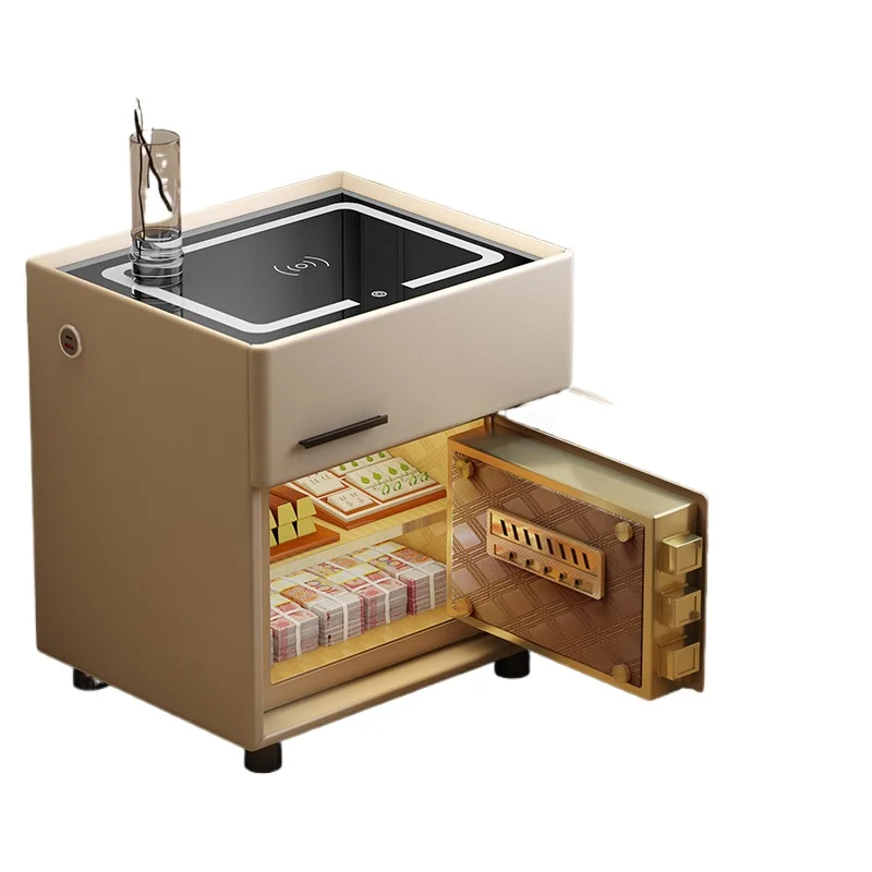 

Smart bedside table safe, invisible integrated household small modern simple bedroom solid wood password safe