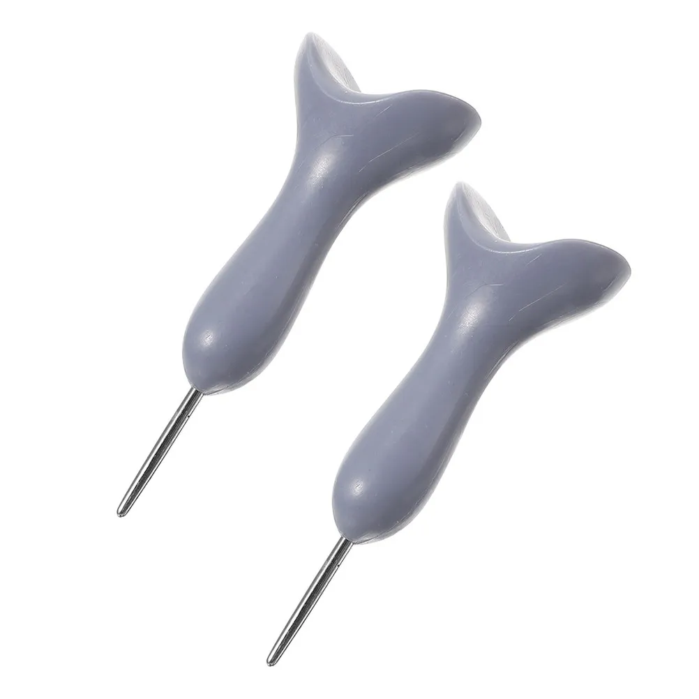 2Pcs Braille Writing Pen Grey Ergonomic Braille Stylus Pen Saddle Shape for Blind Learning Communication Writing Aids