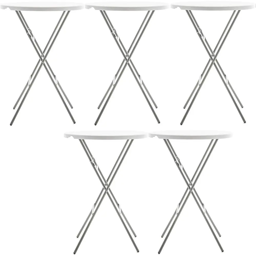 

5-Piece White Round Bar Height Table Set, 330lb Capacity, Suitable for Indoor & Outdoor Use, Ideal for Banquets, Patios, Backyar