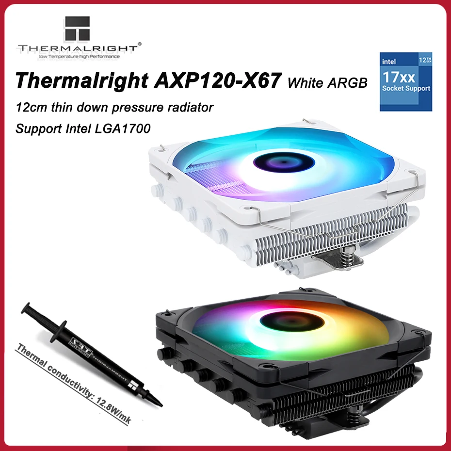 

Thermalright AXP120-X67 White ARGB 6 Heat Pipe Thin Push Down CPU Cooler For ITX Small A4 Case For LGA1700 115X 1200 2011 AM4