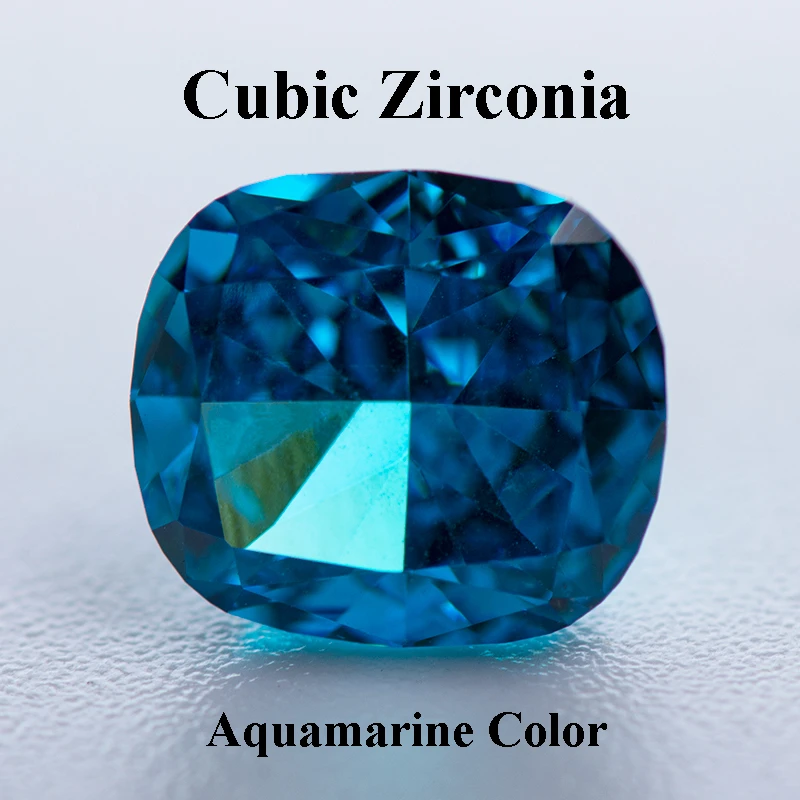 

Cubic Zirconia Crushed Ice Cut Aquamarine Color Cushion Shape Charms Beads for Diy Jewelry Making Rings Materials No Certificate