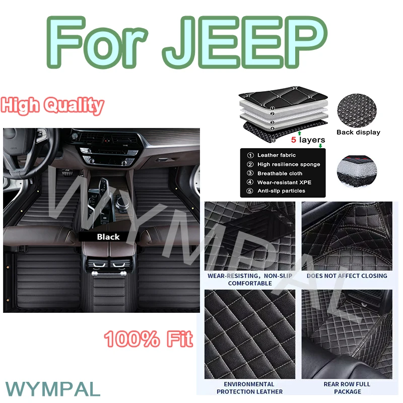 Luxury Car Floor Mats For JEEP Compass Wrangler Grand Cherokee Renegade Patriot Liberty Commander Wagoneer interior accessories