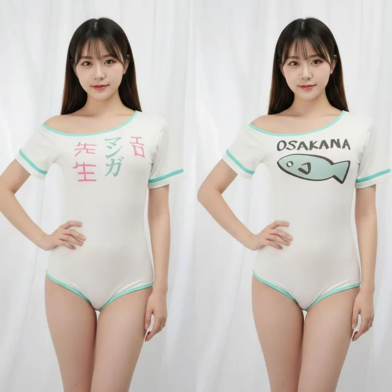 

New Anime Kinako OSAKANA Cosplay Bodysuits T-Shirt Cute Girls Summer Swimsuit Three Style Printing Bikini Beach Tops Nightwear