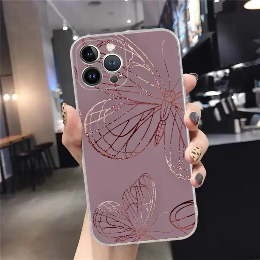 Beautiful Rose gold art Phone Case For iPhone 15 14 11 12 13 Mini Pro XS Max Cover 6 7 8 Plus X XR SE 2020 Funda Shell