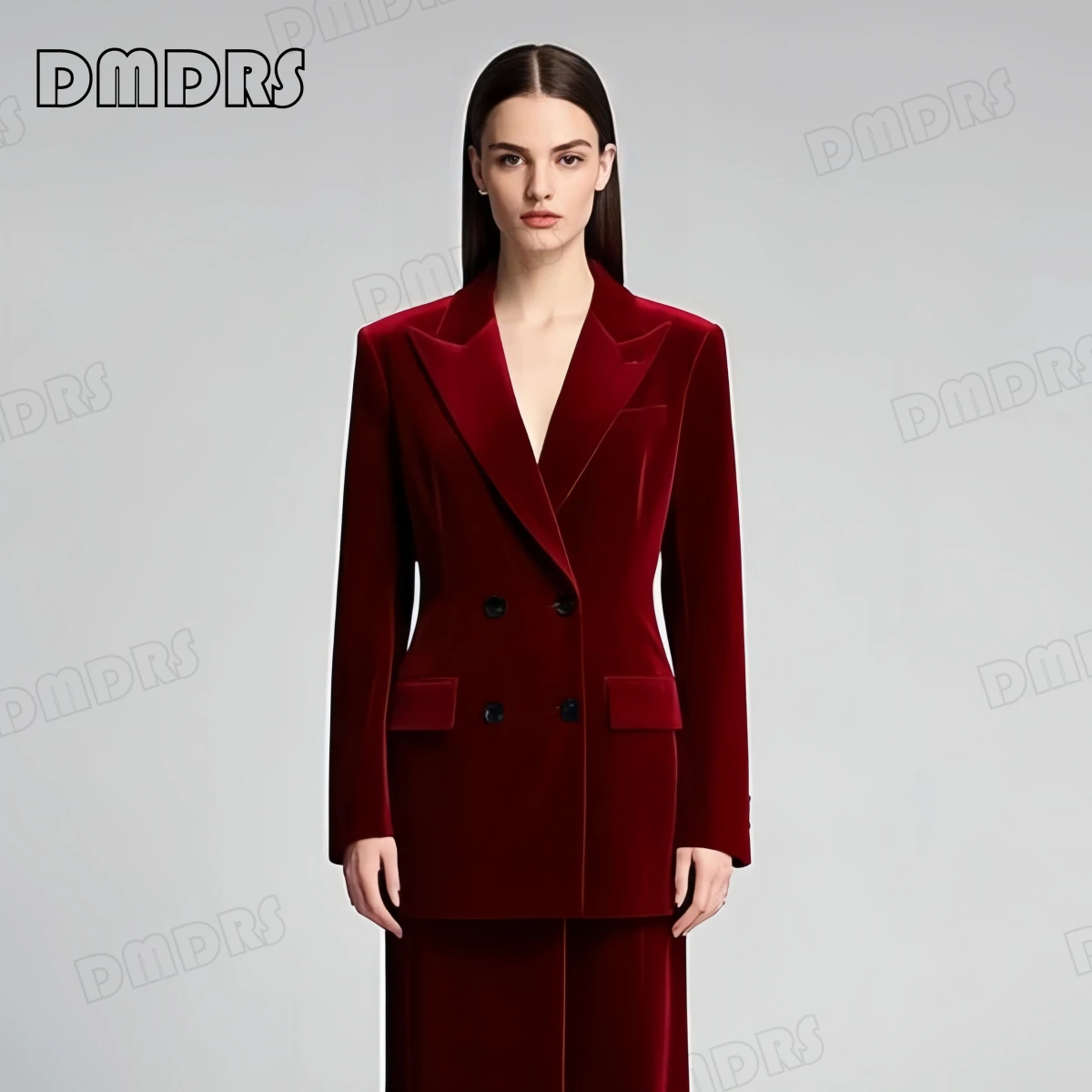 Double Breasted Women's Velvet Suit Blazer, Customized Solid Slim Fitted Formal Party Jacket, Suit Jackets for Women, Plus Size