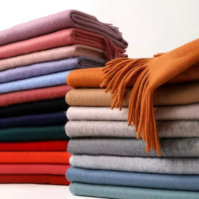Classic Solid Imitation Cashmere Scarf Women's Winter Versatile Large Size Muffler Female Decorate Warm Shawl Ladies Gift