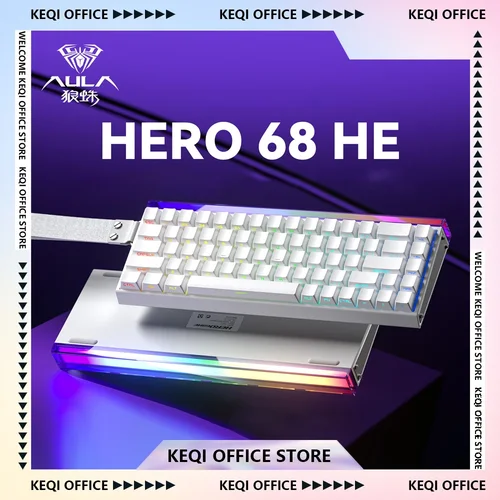 Imagen 1 del producto AULA Hero 68HE-Teclado mecánico con interruptor magnético, deportes electrónicos, 8K, RGB, intercambio en caliente, con cable, Juegos de PC, teclado personalizado, accesorios, regalos