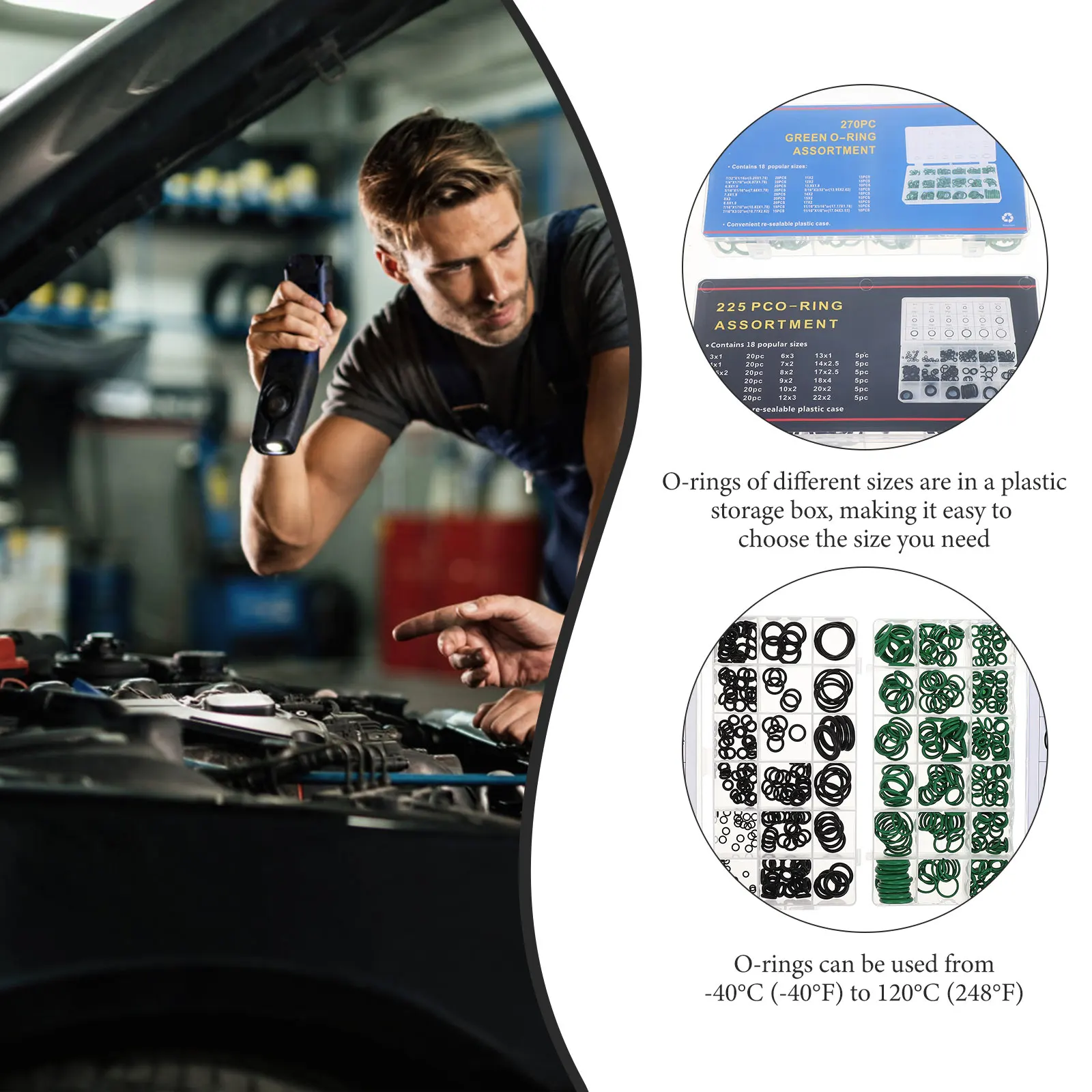 

495pcs Compressor Seal O Rings Nitrile Rubber Kit for Car AC Gasket Air Conditioning Port Washer Sealing Hose