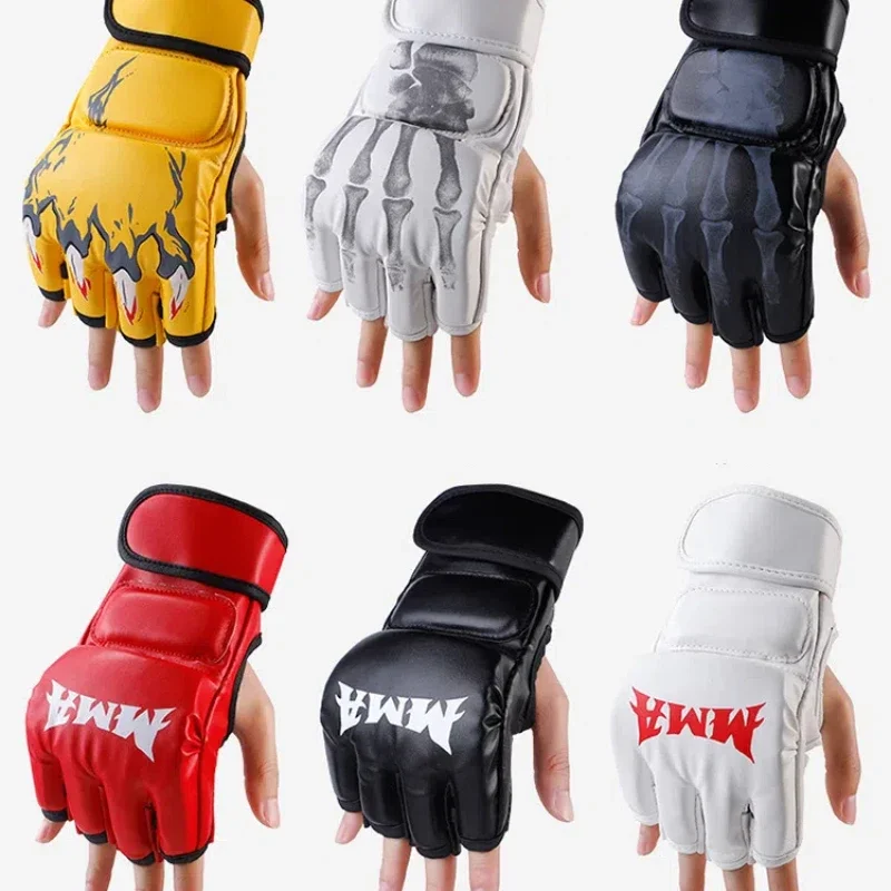 

Боксерские перчатки с половиной пальца для взрослых — унисекс (мужчины и женщины) для тренировок саньда, ММА, UFC и Муай Тай, идеально подходят для тряски мешков с песком
